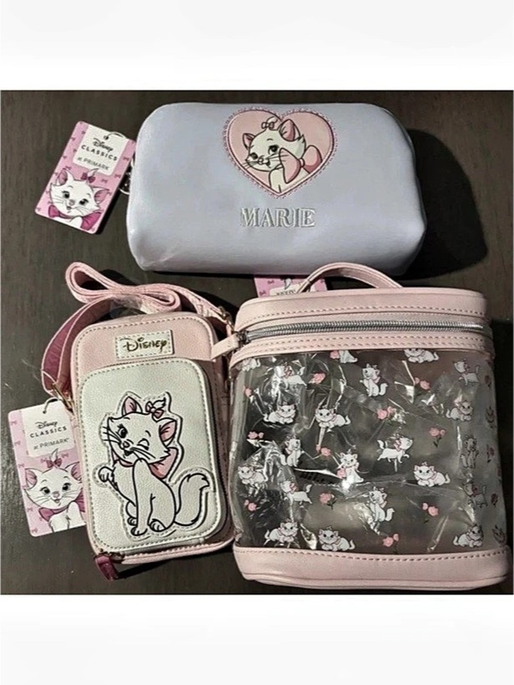 3 Disney Aristocats Marie Crossbody Bag, Vanity Bag And Cosmetics Bag Primark